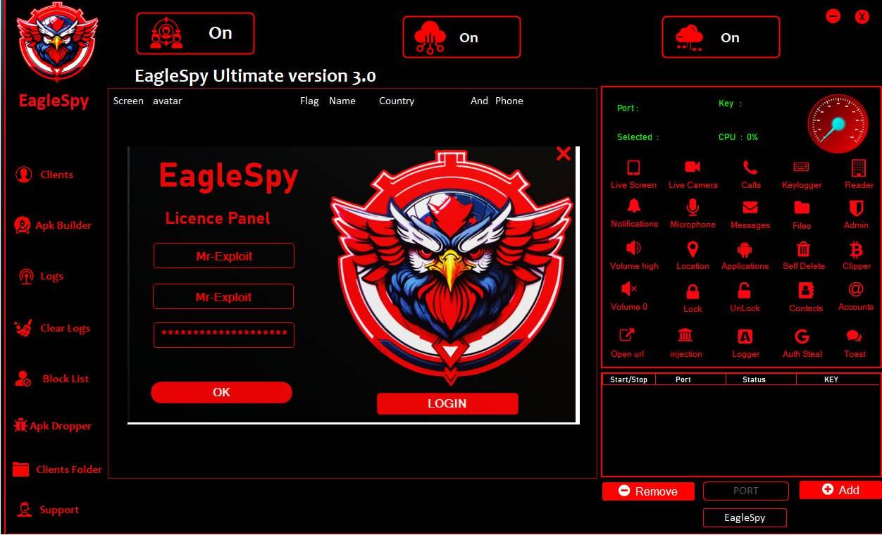 EagleSpy V3.0 Android RAT Cracked + Unpacked + Builder Fixed